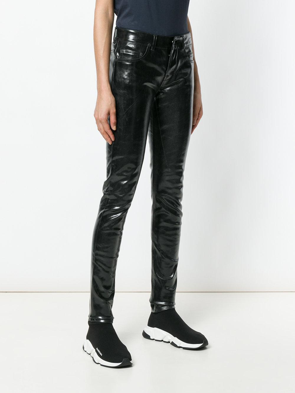 black vinyl jeans