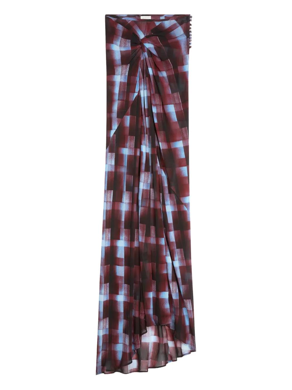 ◆DRIES VAN NOTEN◆シフォンマキシスカートチェック ギャザー入 レディース Dries Van Noten マキシスカート | オンラインセール