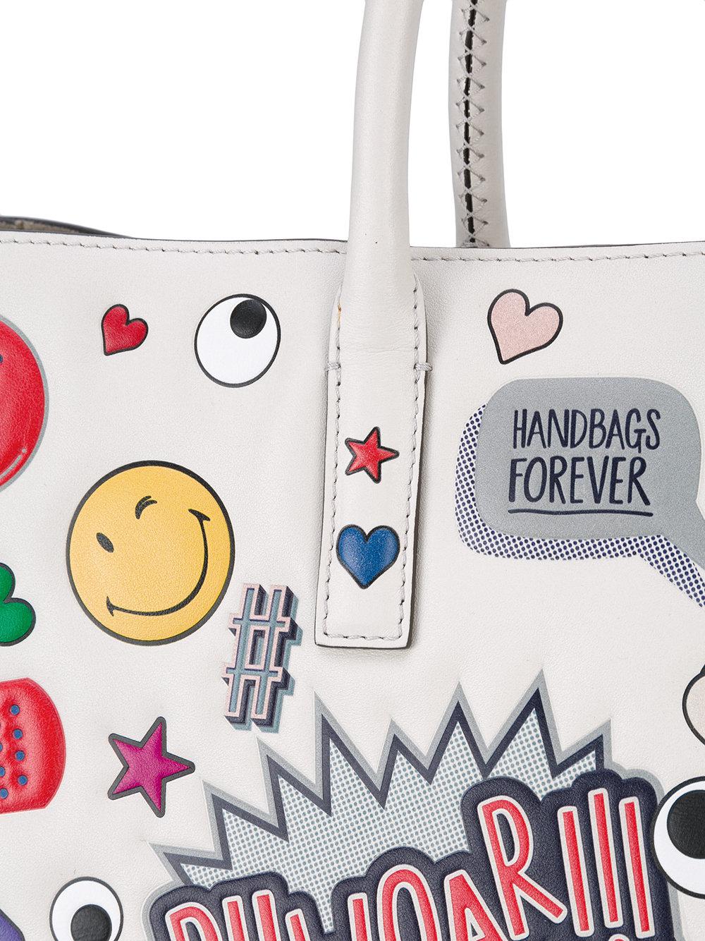 Anya Hindmarch Leather Sticker Tote Bag in White Lyst