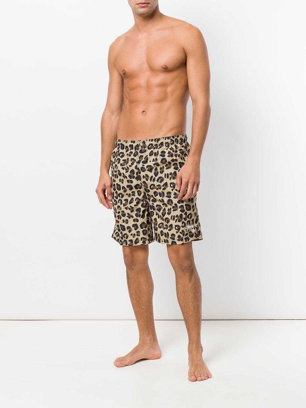 Stussy Leopard Print Swim Shorts for Men | Lyst