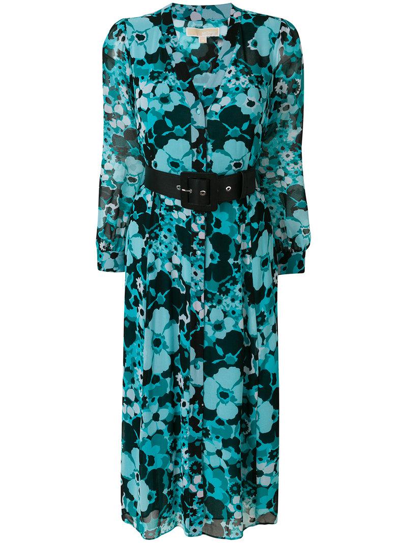 michael kors floral print midi dress