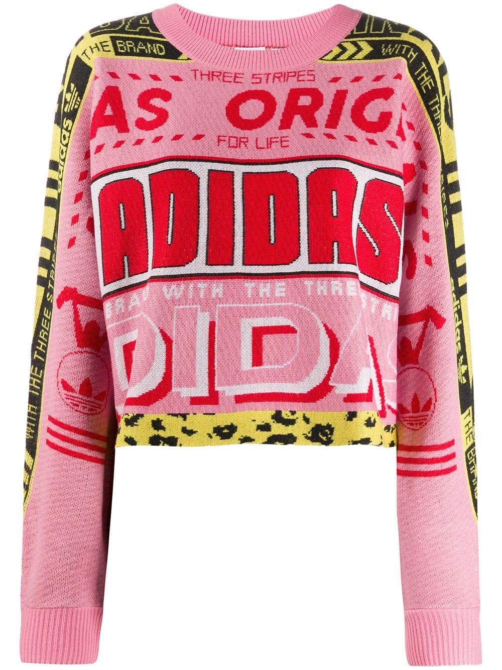 adidas Logo Intarsia Cropped Jumper in 