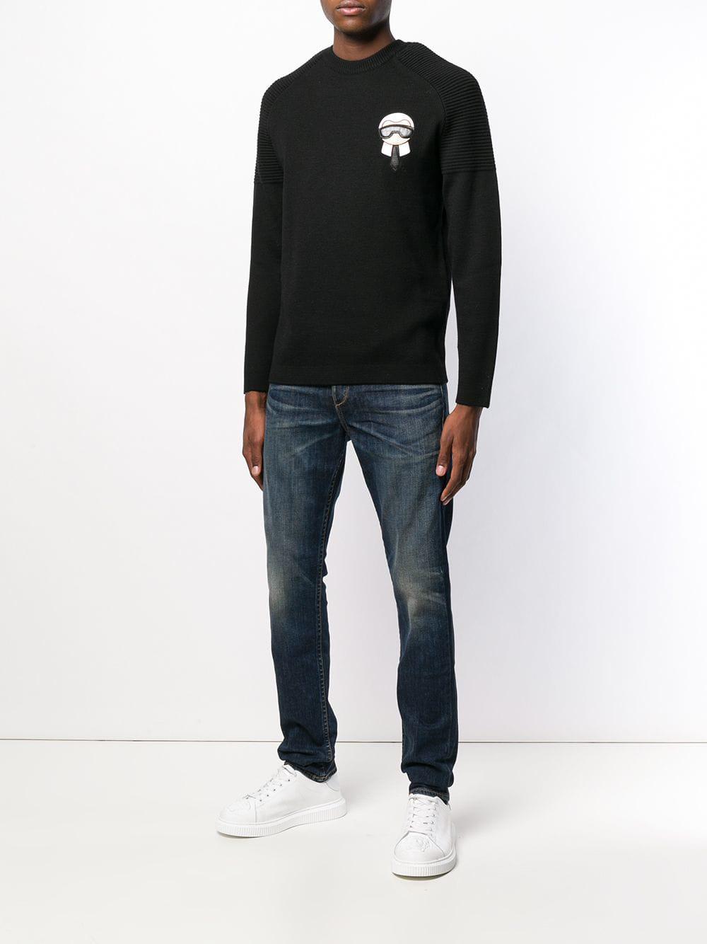 Fendi Wool Karlito Jumper in Black for Men - Lyst