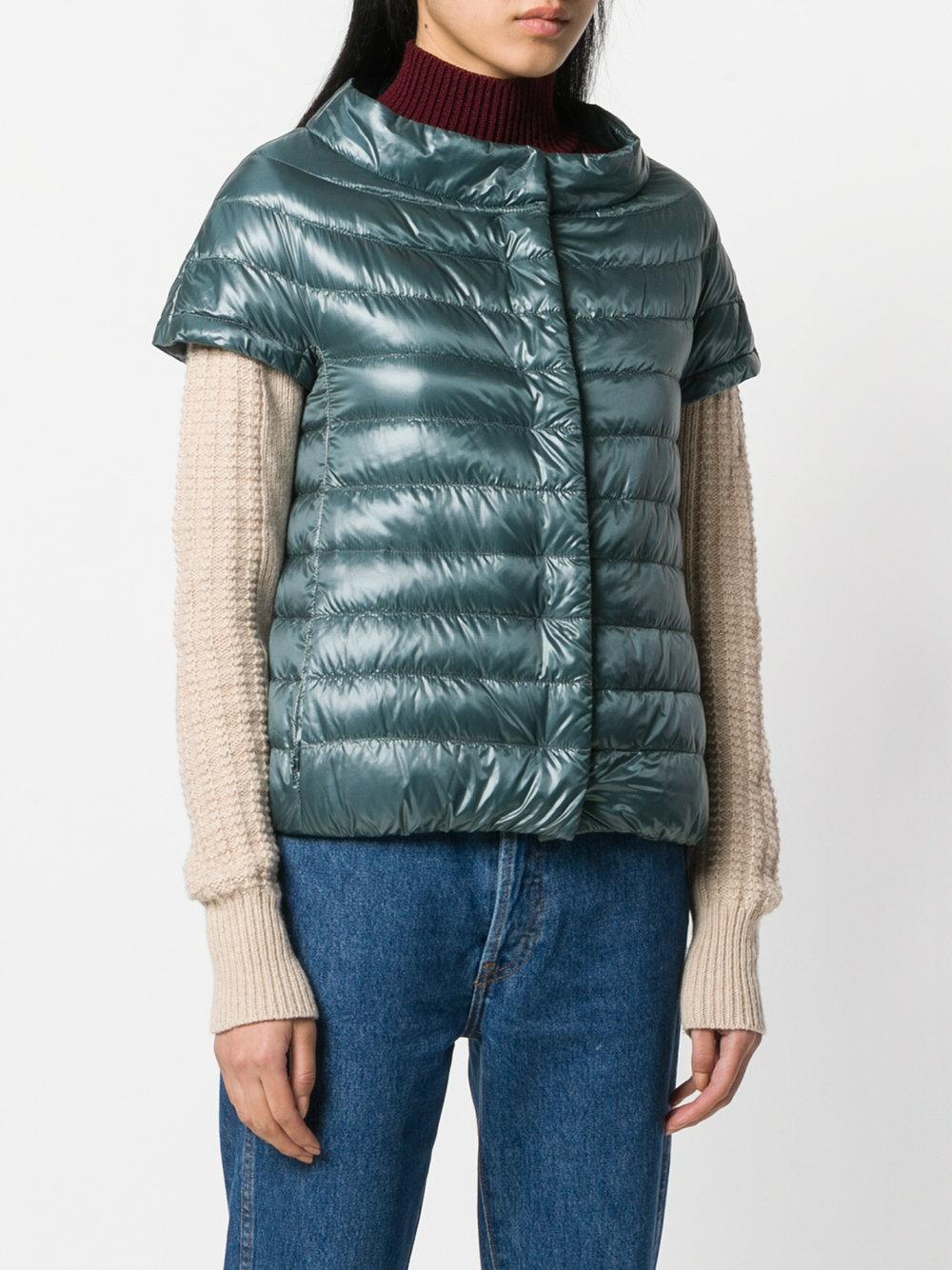 Herno Cotton Short Sleeve Puffer Jacket in Green - Lyst
