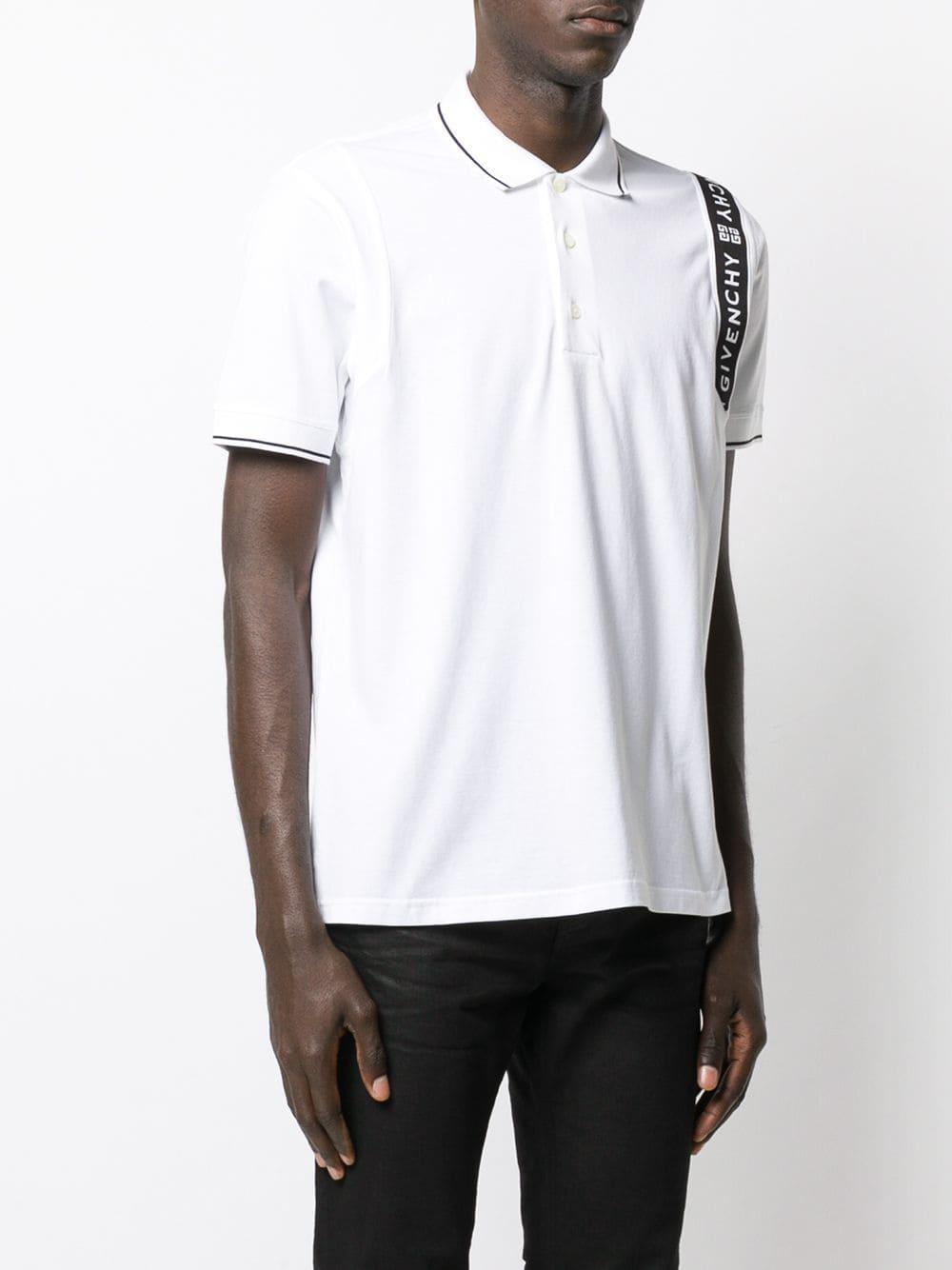 Givenchy Cotton Logo Tape Polo Shirt in White for Men - Lyst