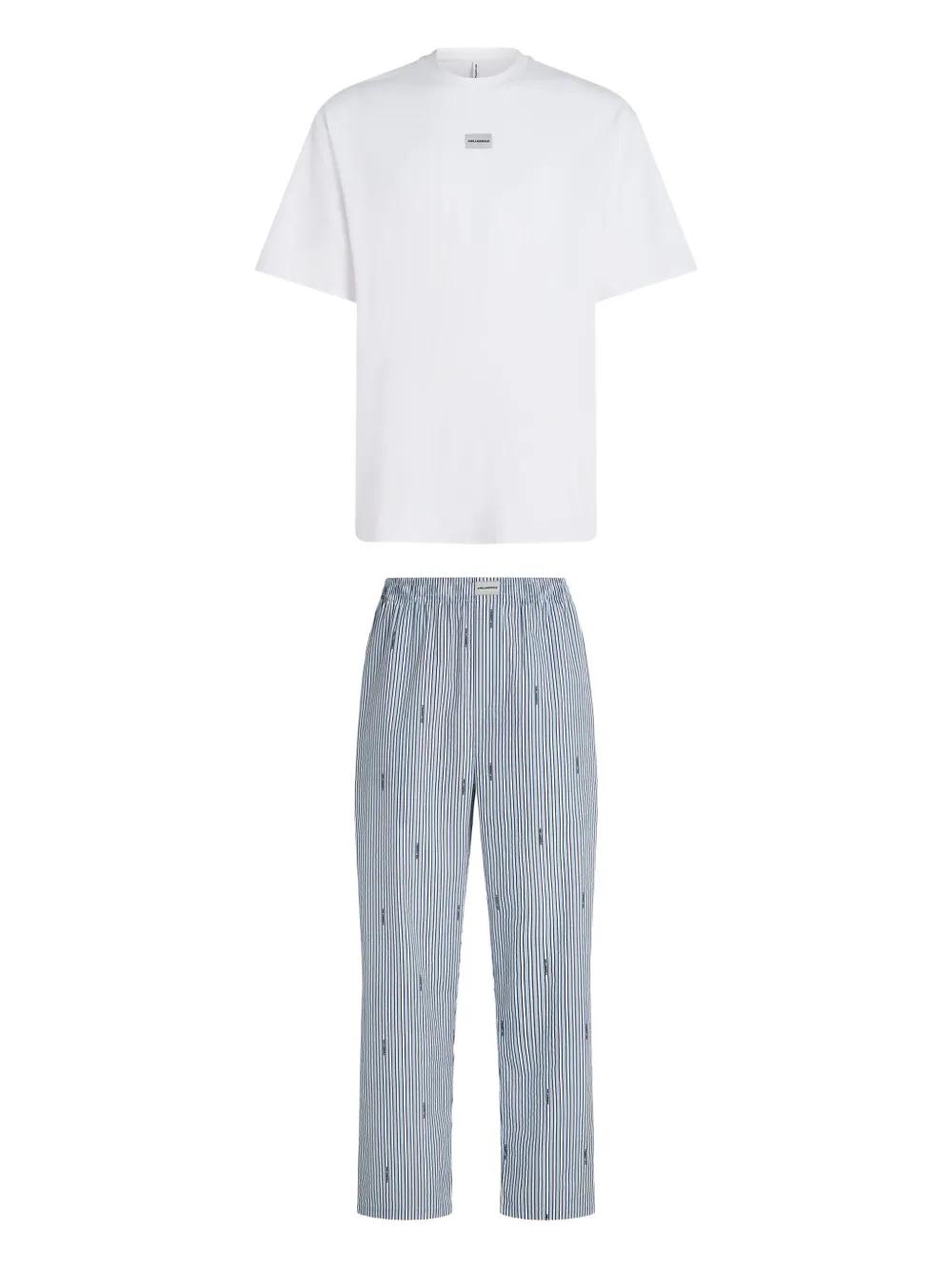 Karl Lagerfeld Striped Logo Pajamas in White for Men Lyst UK