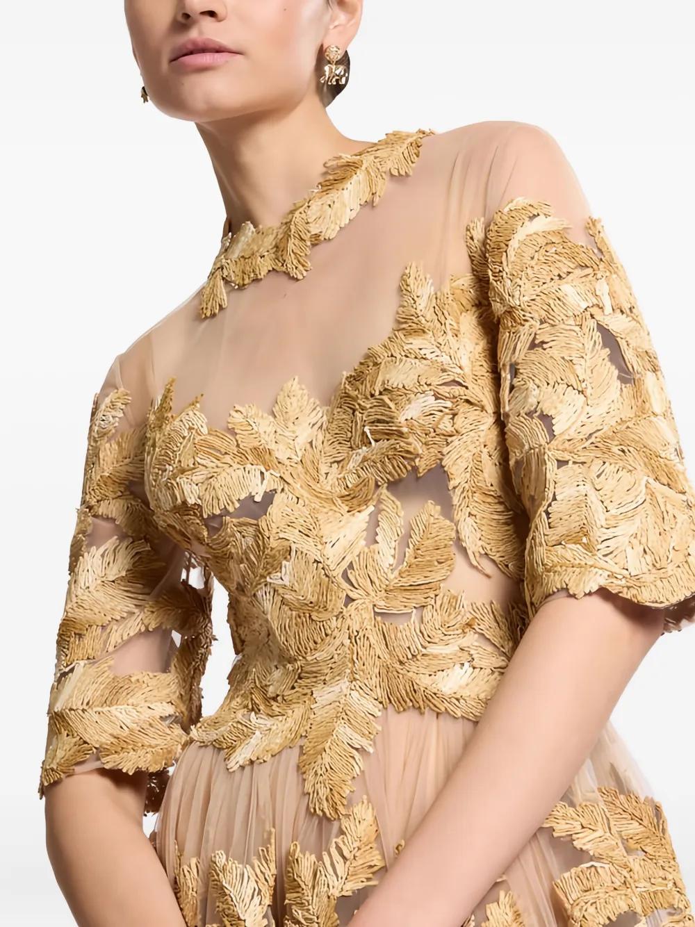 green emerald velvet dress Elie Saab Floral Embroidery Tulle Floral Gown main image 1