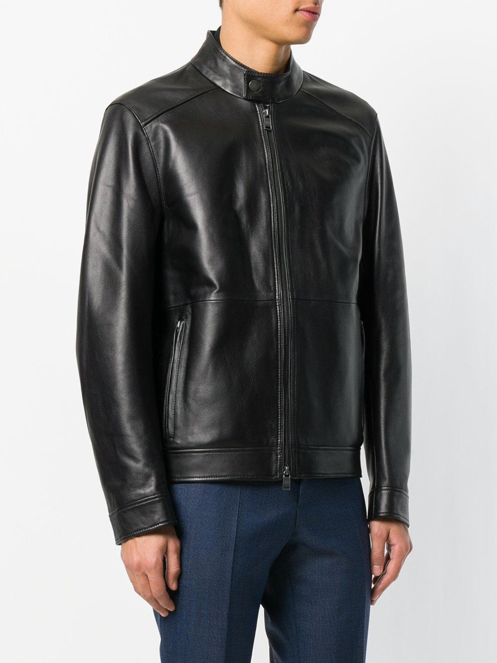 Lyst - Boss Leather Jacket in Black for Men
