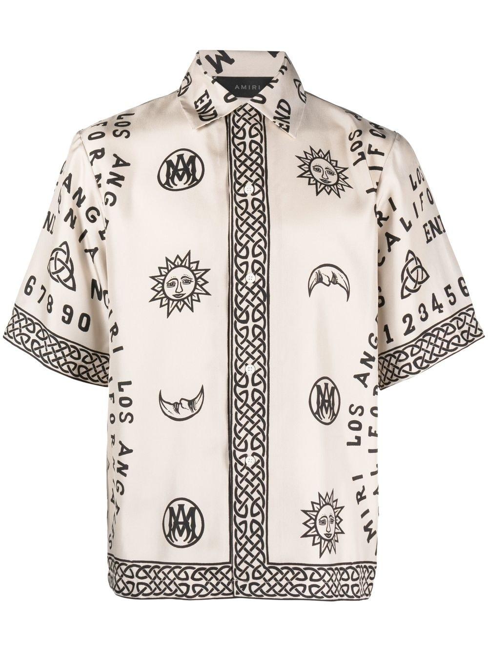 Amiri Ouija Boardprint Silk Bowling Shirt in Natural for Men Lyst