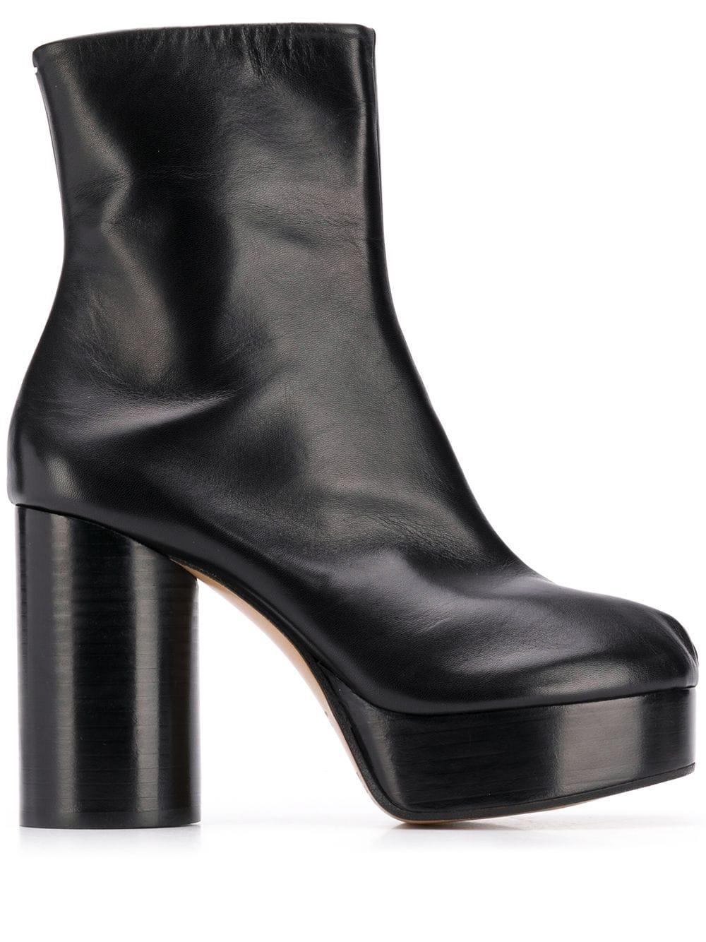 Maison Margiela Leather Tabi Platform Ankle Boots in Black | Lyst