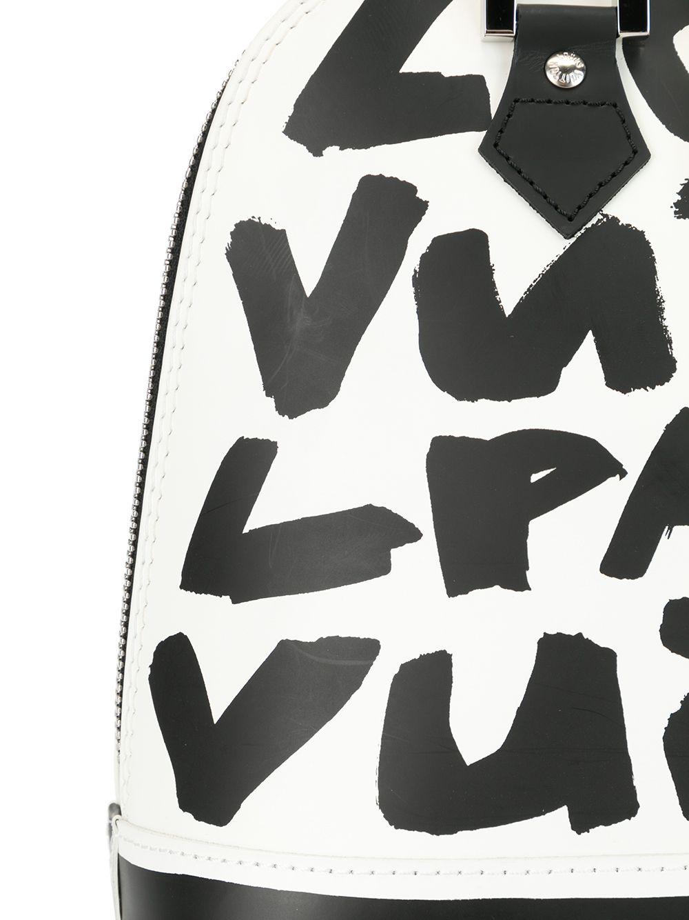 Pre-owned Louis Vuitton 2001 Graffiti Alma Tote Bag In White