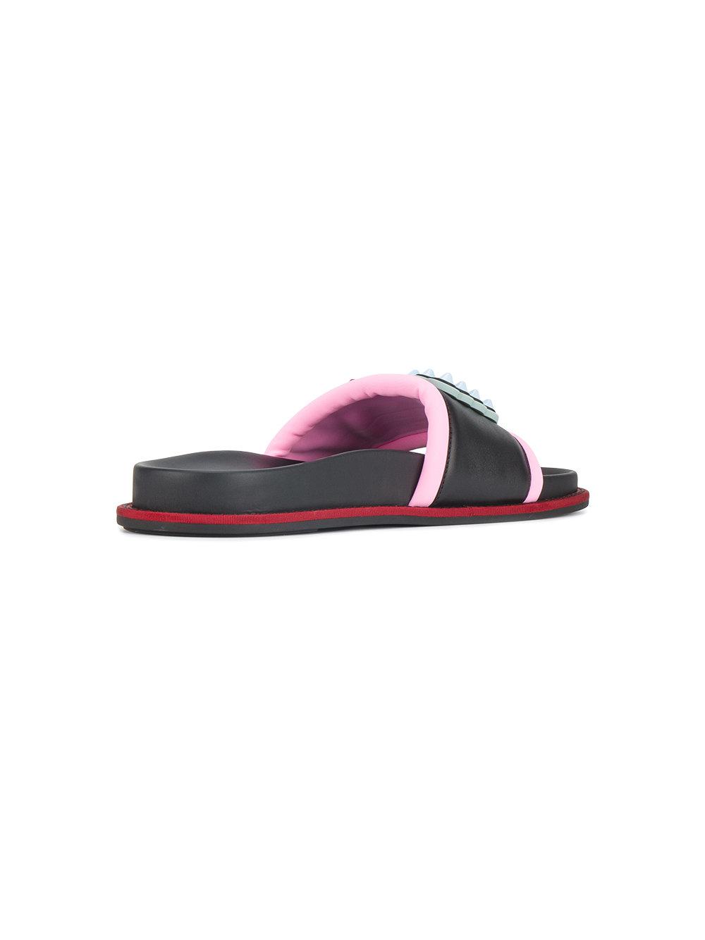 fendi studded logo slide sandal