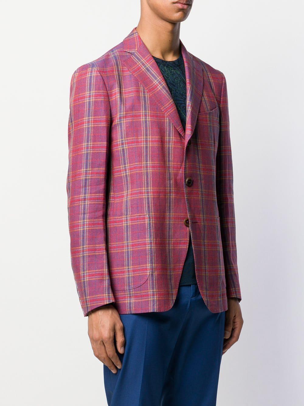 Etro Wool Tartan Blazer in Pink for Men - Lyst