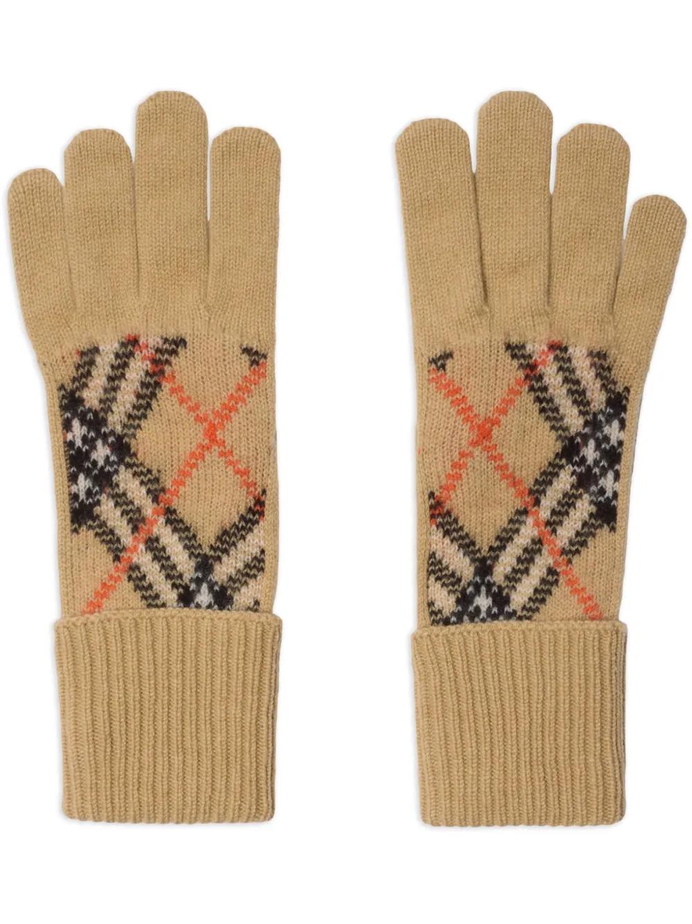 BURBERRY ベージュ チェック柄 手袋 レディース Burberry 手袋 | オンラインセールは最大24%オフ | Lyst