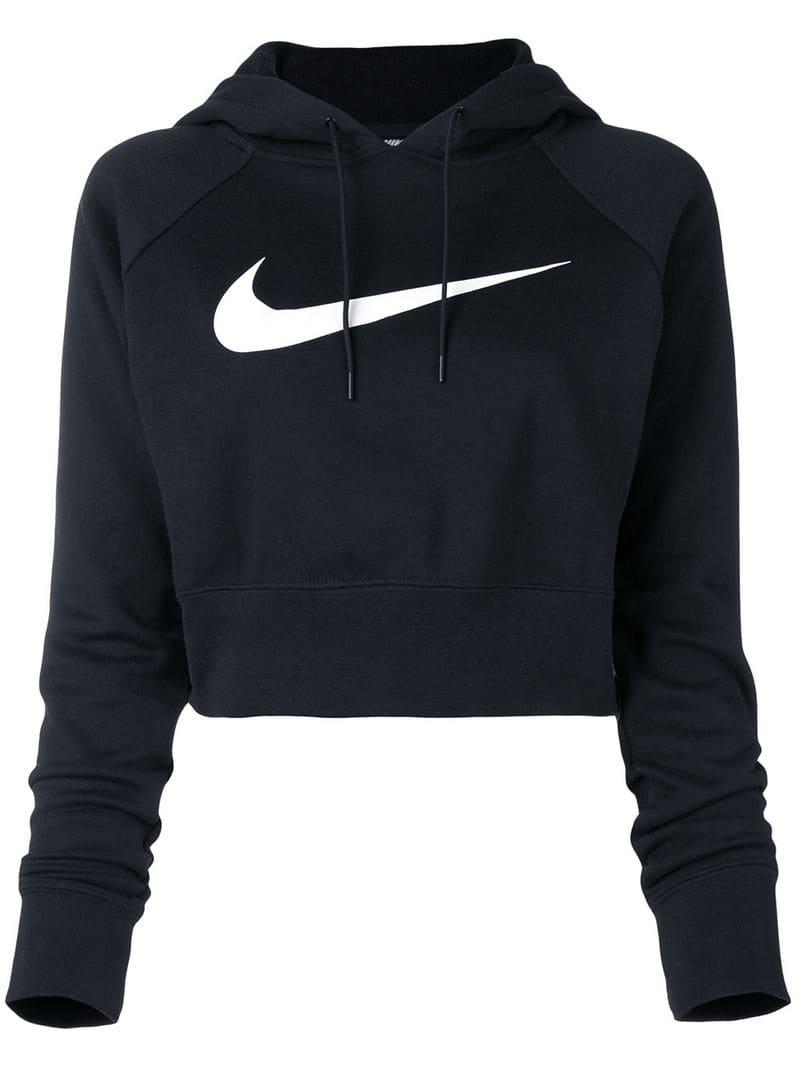 nike cropped zip up moletom com capuz in black