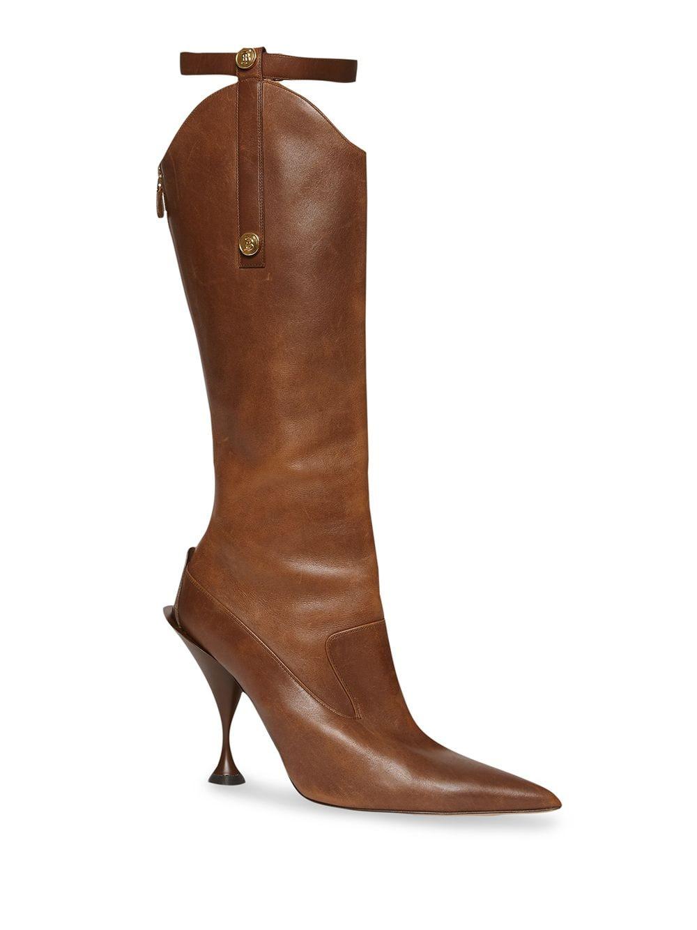 Burberry Stud Detail Knee-length Boots in Brown | Lyst