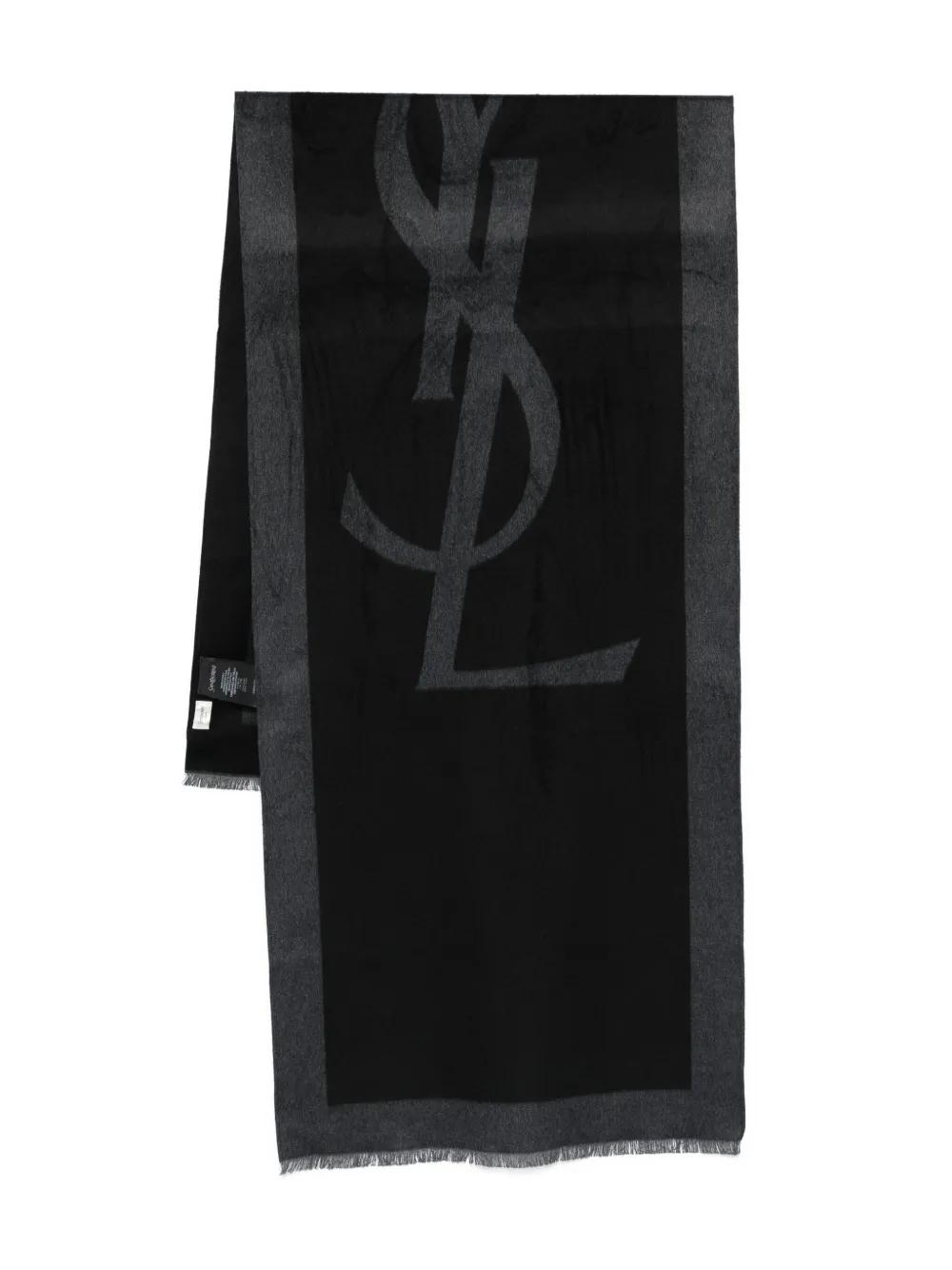 マフラー・ストール SAINT LAURENT Black Wool Scarf イヴサンローラン オーセンティック ウール スカーフ マフラー