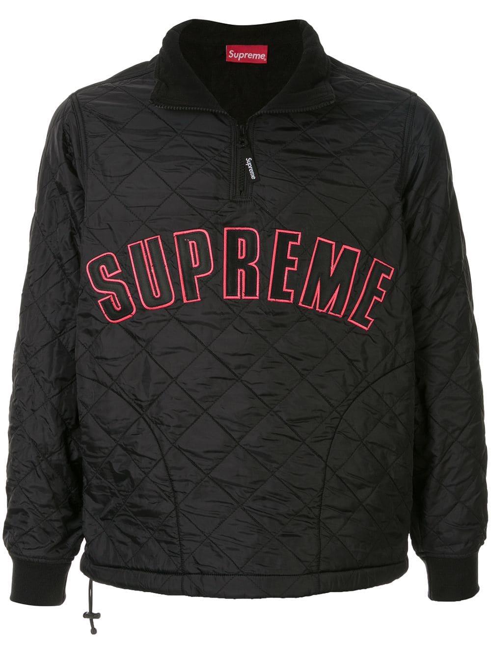 supreme arc logo quilted half zip pullover
