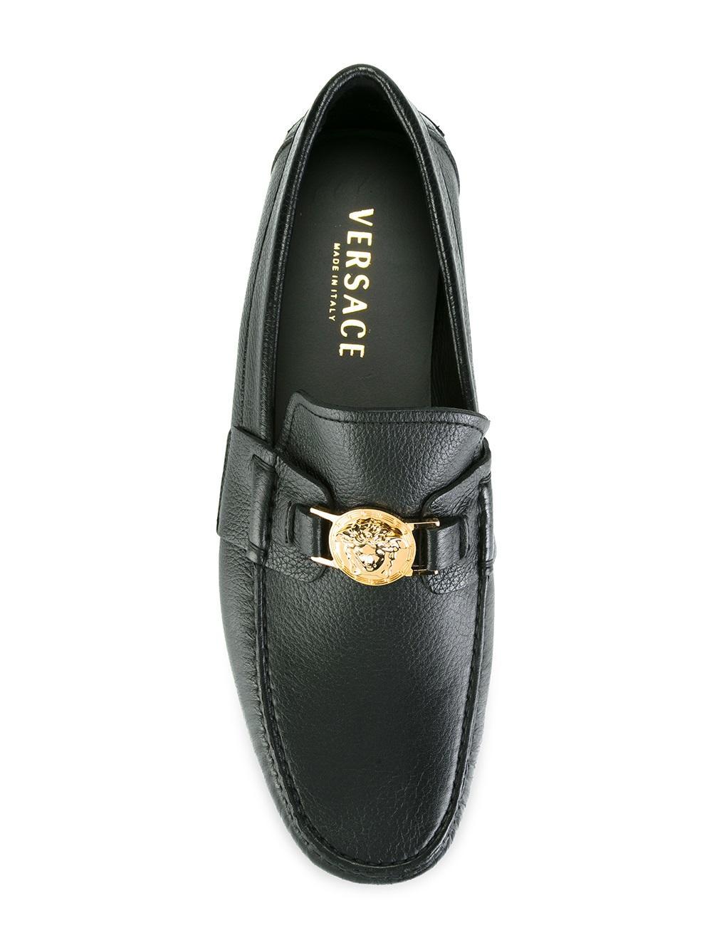 Versace Leather Medusa Car Shoes in Black for Men Lyst