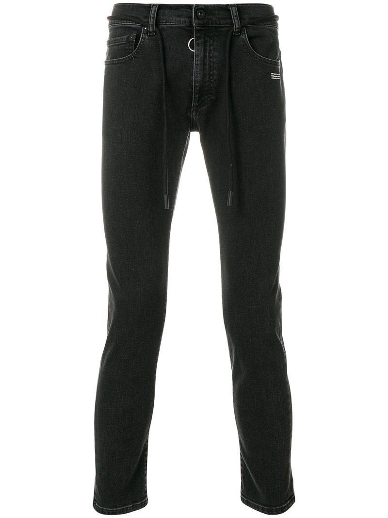 Off-White c/o Virgil Abloh Denim Fire Tape Skinny Jeans in Black for Men -  Lyst