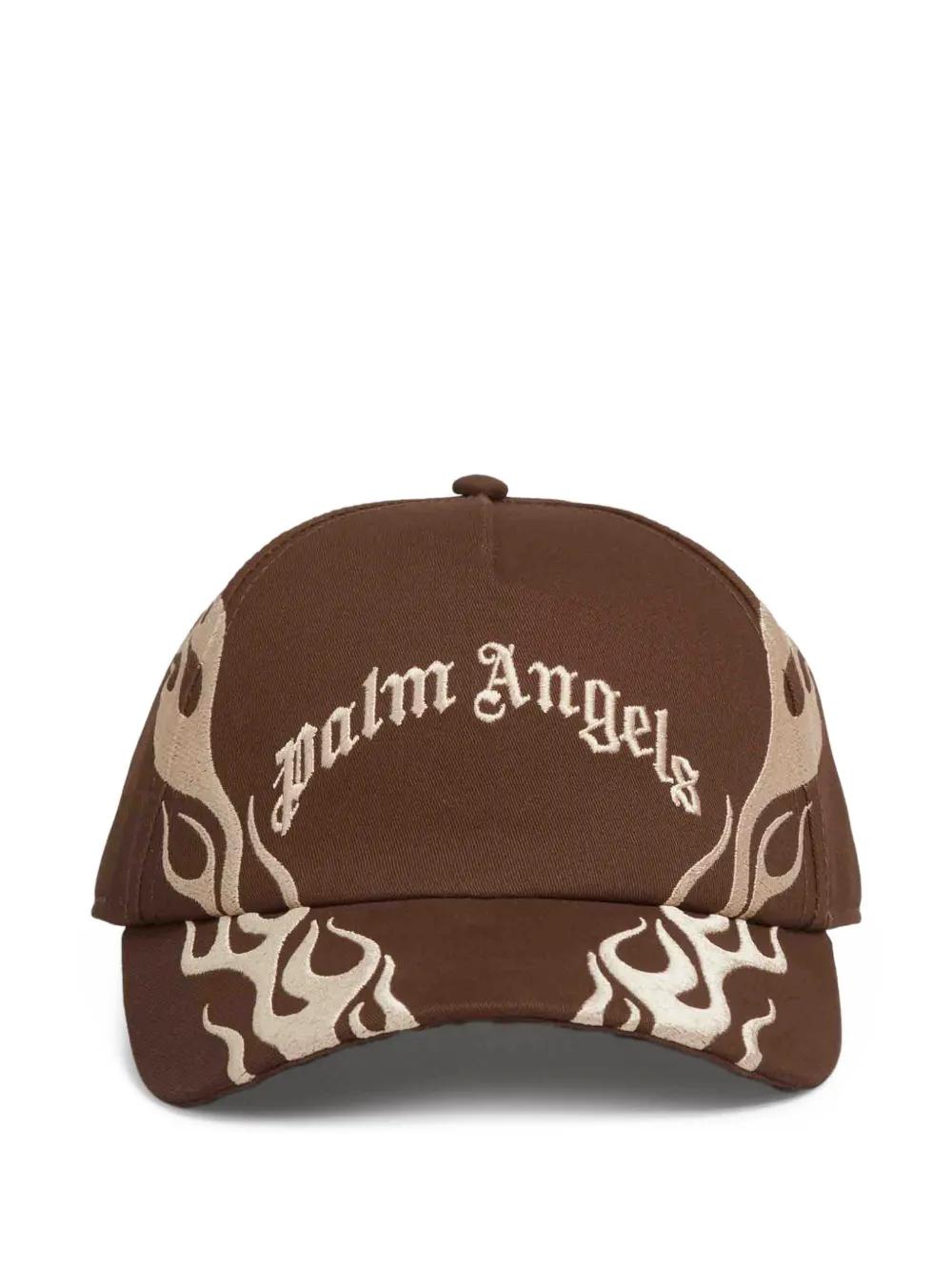 Palm Angels Cream Cap with Pink, Green & Brown Palm Print Palm Angels | Accessories | Palm Angels Hat Classic Logo  main image 4
