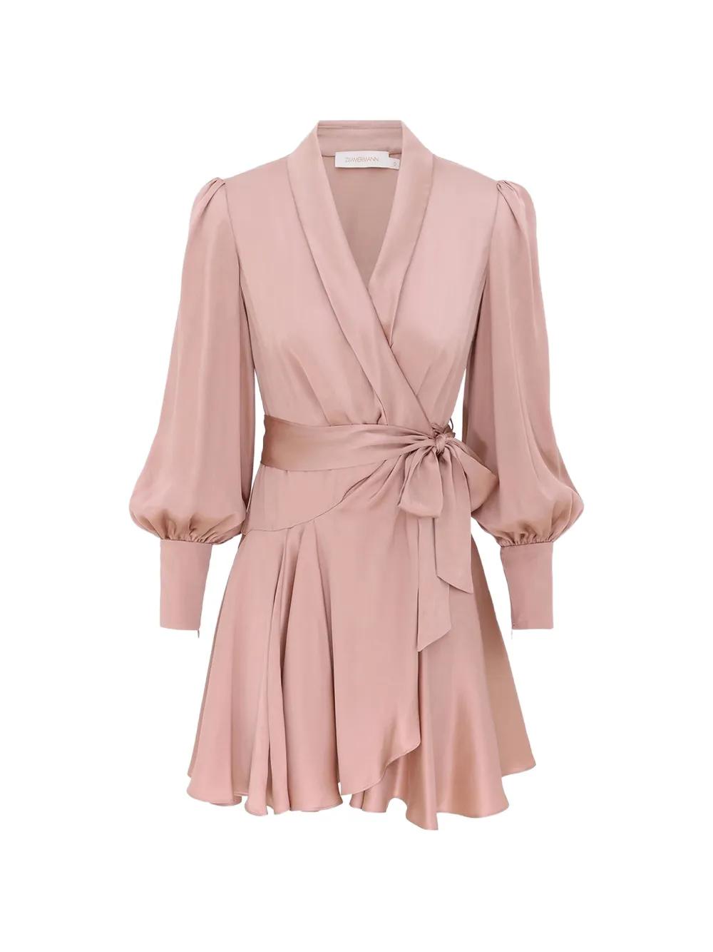 zimmermann pink mini dress Zimmermann Alchemy Pink Paisley Button Scarf Tie Mini Dress