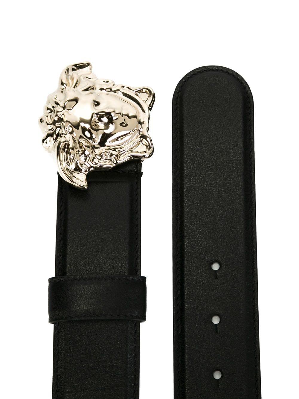 Versace Leather Medusa Belt in Black - Lyst