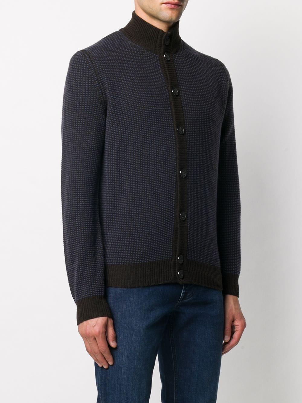 Corneliani Textured Button-up Cardigan in Blue for Men - Lyst
