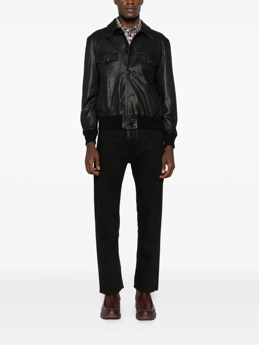 Salvatore Santoro Collared Leather Jacket in Black for Men | Lyst