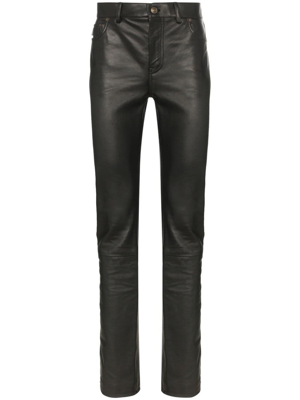 Balenciaga Fitted Leather Trousers in Black for Men | Lyst