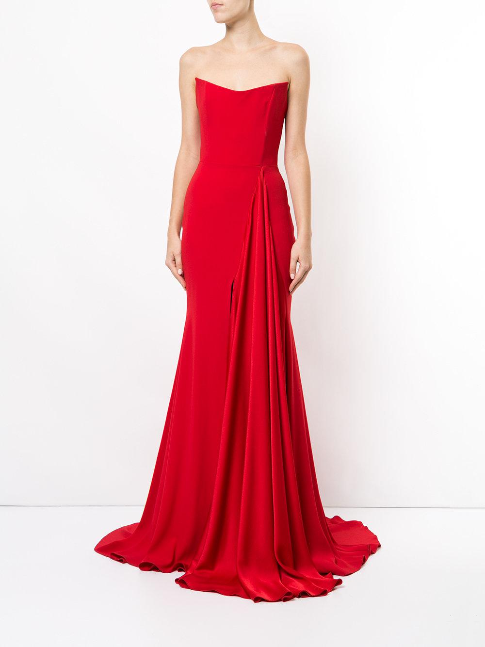 Alex Perry Alex Strapless Drape Gown in Red | Lyst