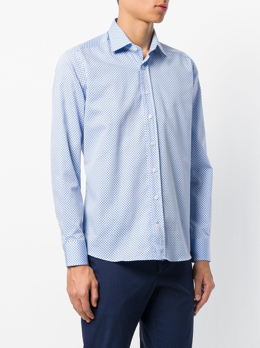 Etro Cotton Micro Pattern Shirt in Blue for Men - Lyst