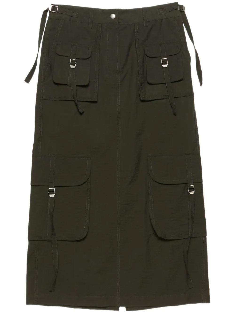 【Acne Studios】グレー レイヤード シルク ミディアムスカート Layered silk jersey midi skirt in grey - Acne Studios