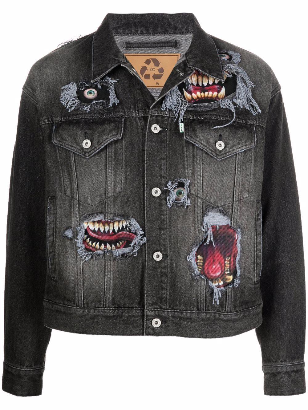 black graphic jean jacket