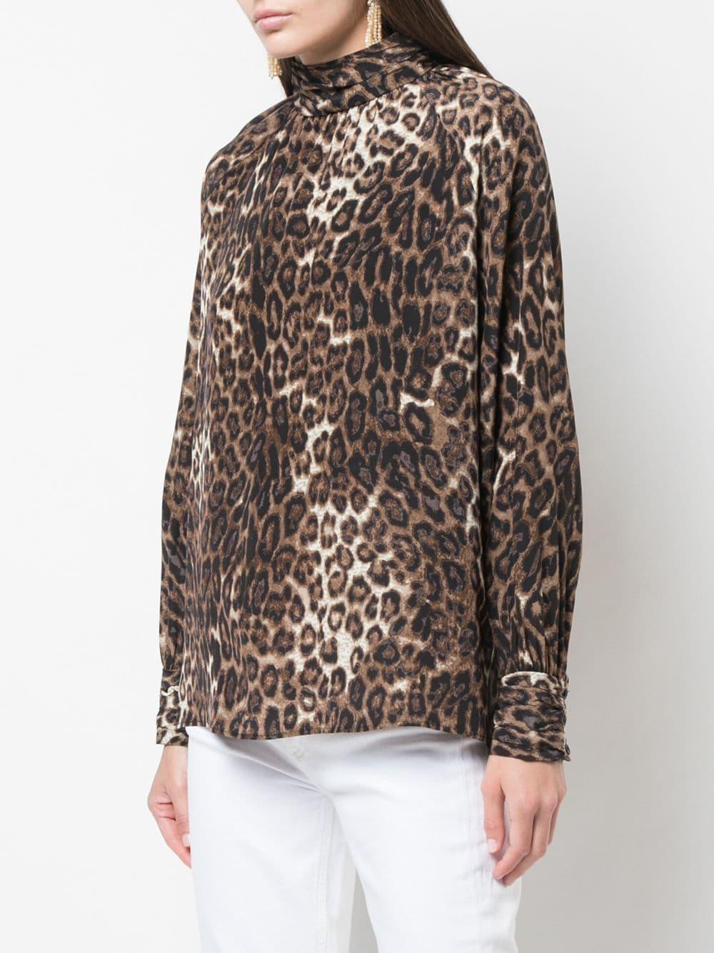 Nili Lotan Leopard Print Blouse in Black - Lyst