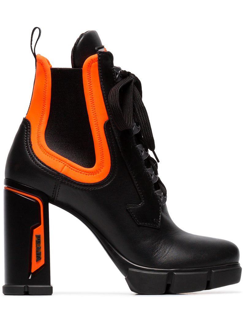 prada women's black leather ankle boots