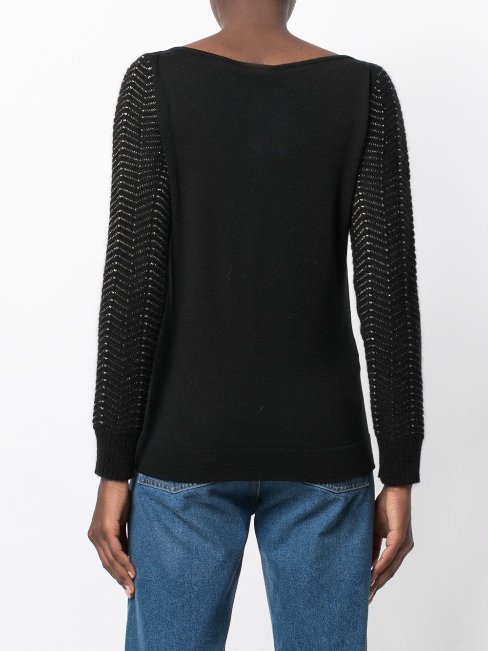 Lace-Panel Knit Dress Black