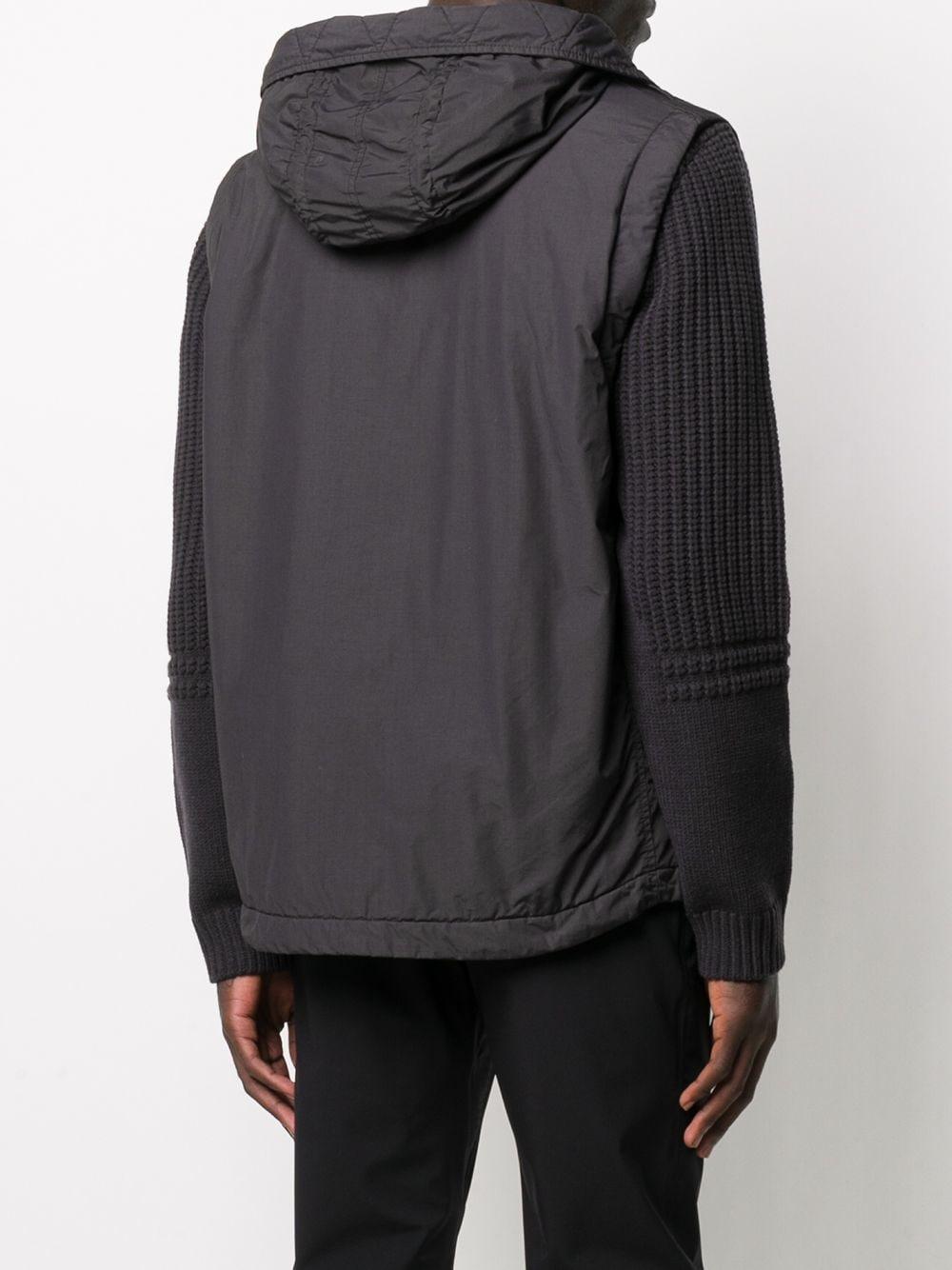 Stone Island Wool Removable Sleeve Hooded Jacket in Black for Men Lyst