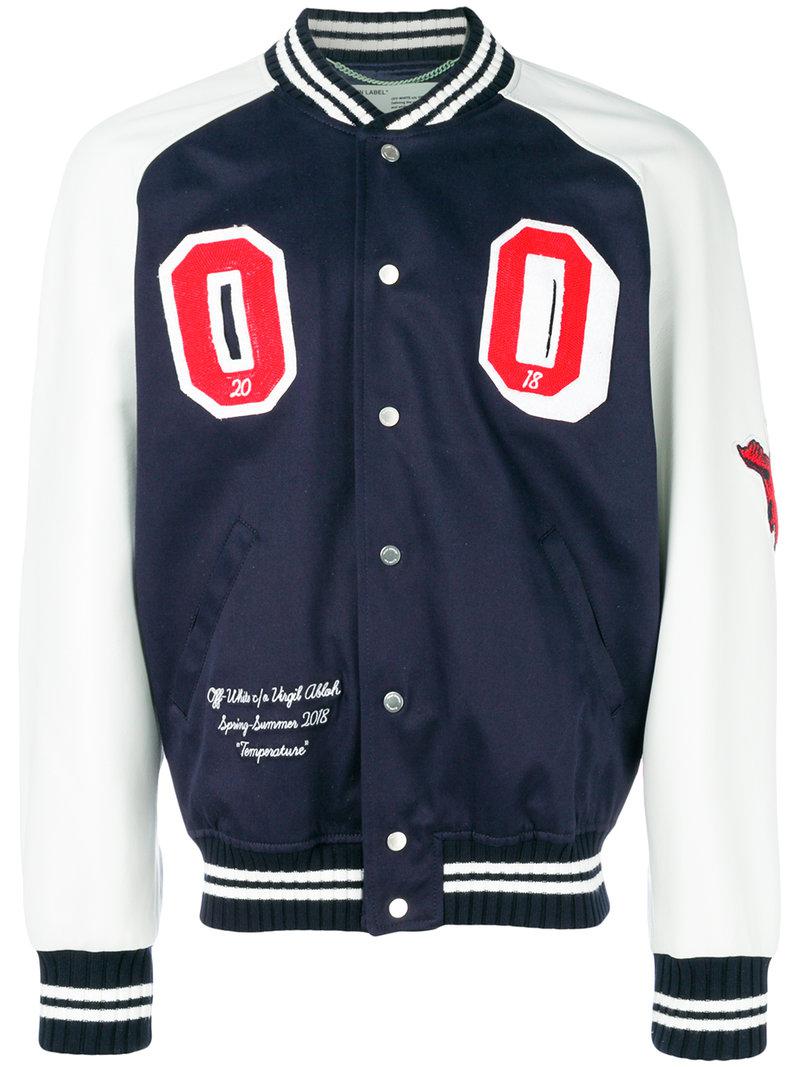 Off-White c/o Virgil Abloh Varsity Jacket in Blue for Men - Lyst