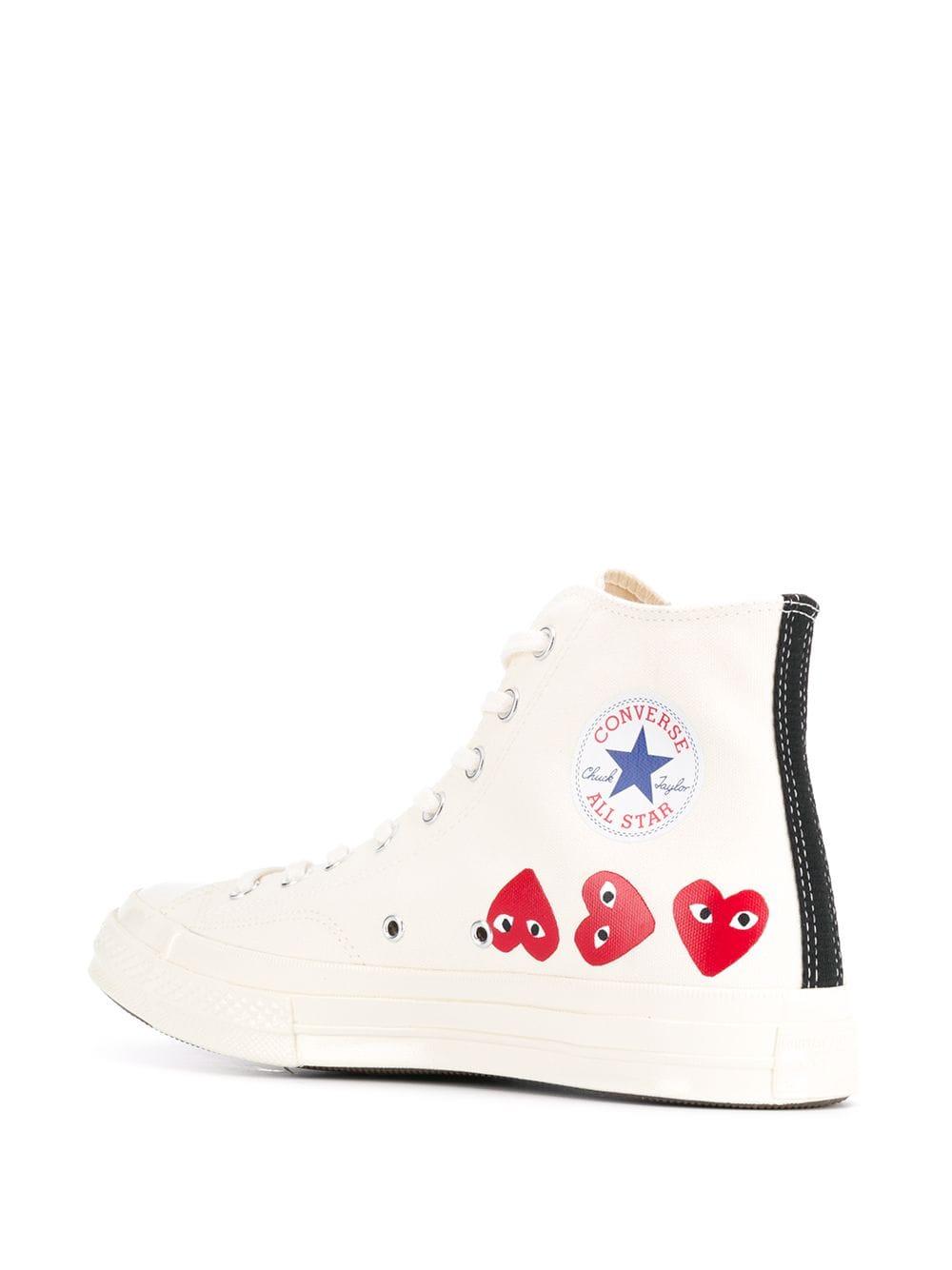 Comme Des Garcons Play Canvas X Converse Chuck Taylor High Top Sneakers In White Save 52 Lyst