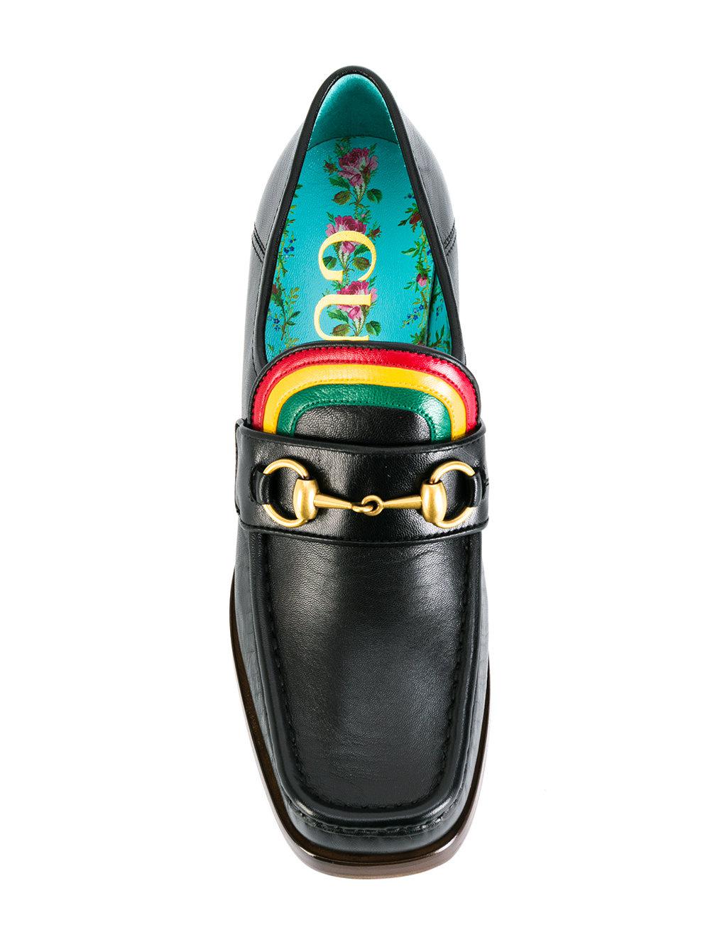 Gucci Leather Rainbow Horsebit Loafers 