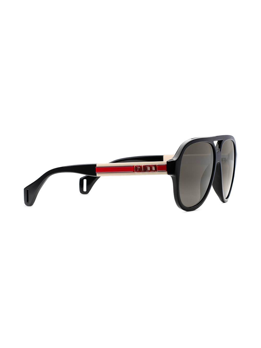 Gucci Velvet Aviator Sunglasses With Gucci Stripe In Black For Men Lyst