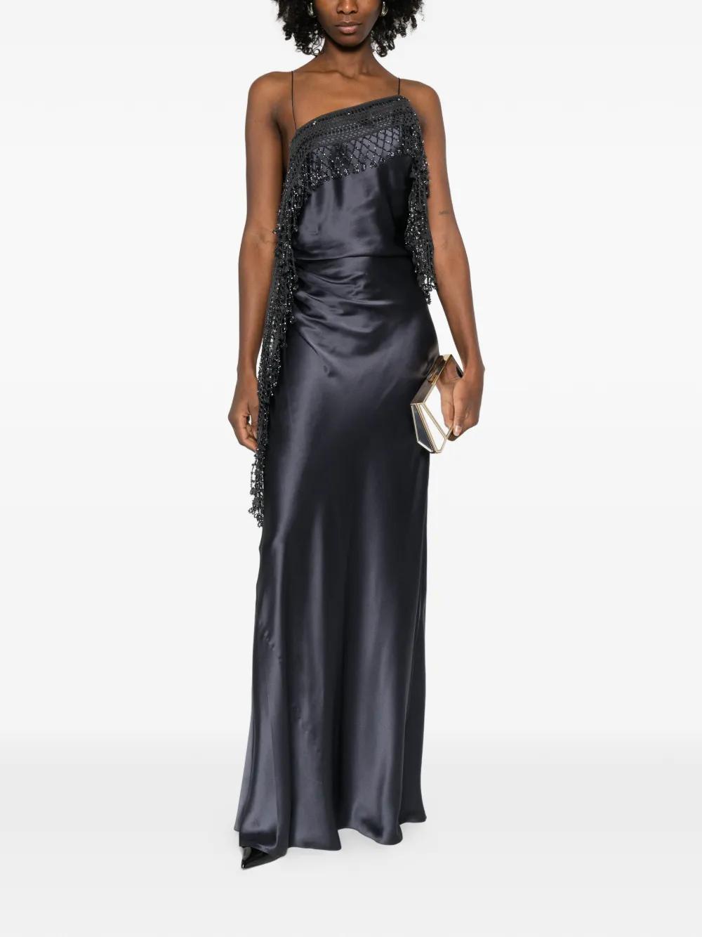christopher esber beaded dress Droplet Bead Crochet Maxi in Black Pay With:$20.00 (Silkroll Fee: $0.50) Falling into a fluid 227CC1 Navy Blue Dress Gold