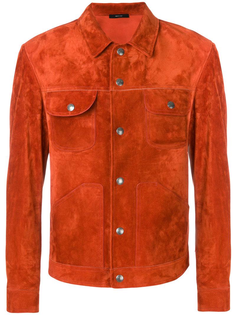 Tom Ford Fitted Suede Jacket in Orange for Men | Lyst