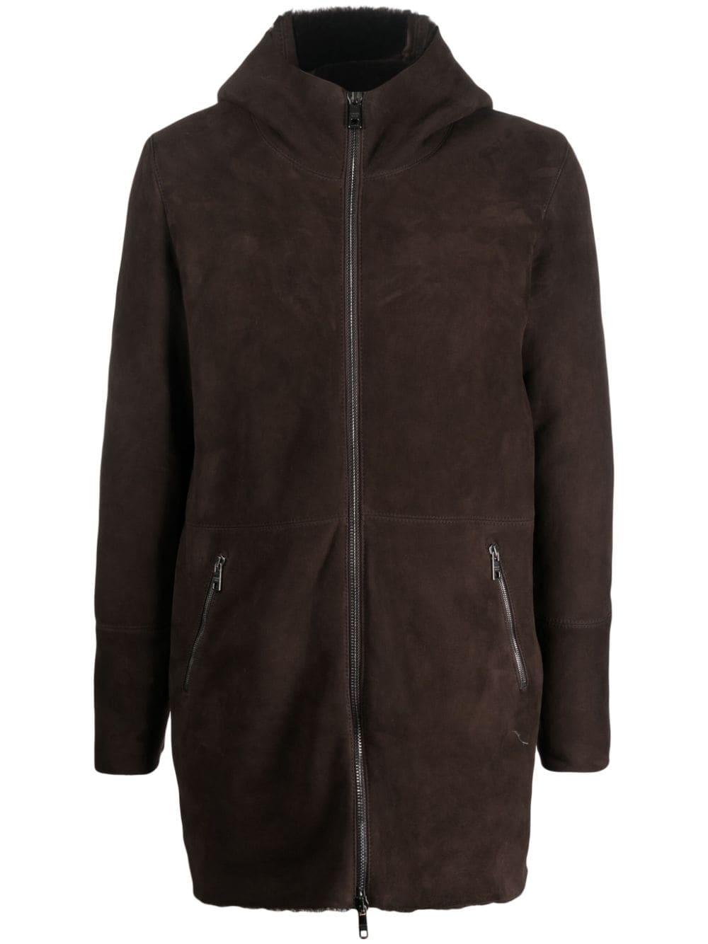 Giorgio Brato Shearling-lining Hooded Coat in Black for Men | Lyst