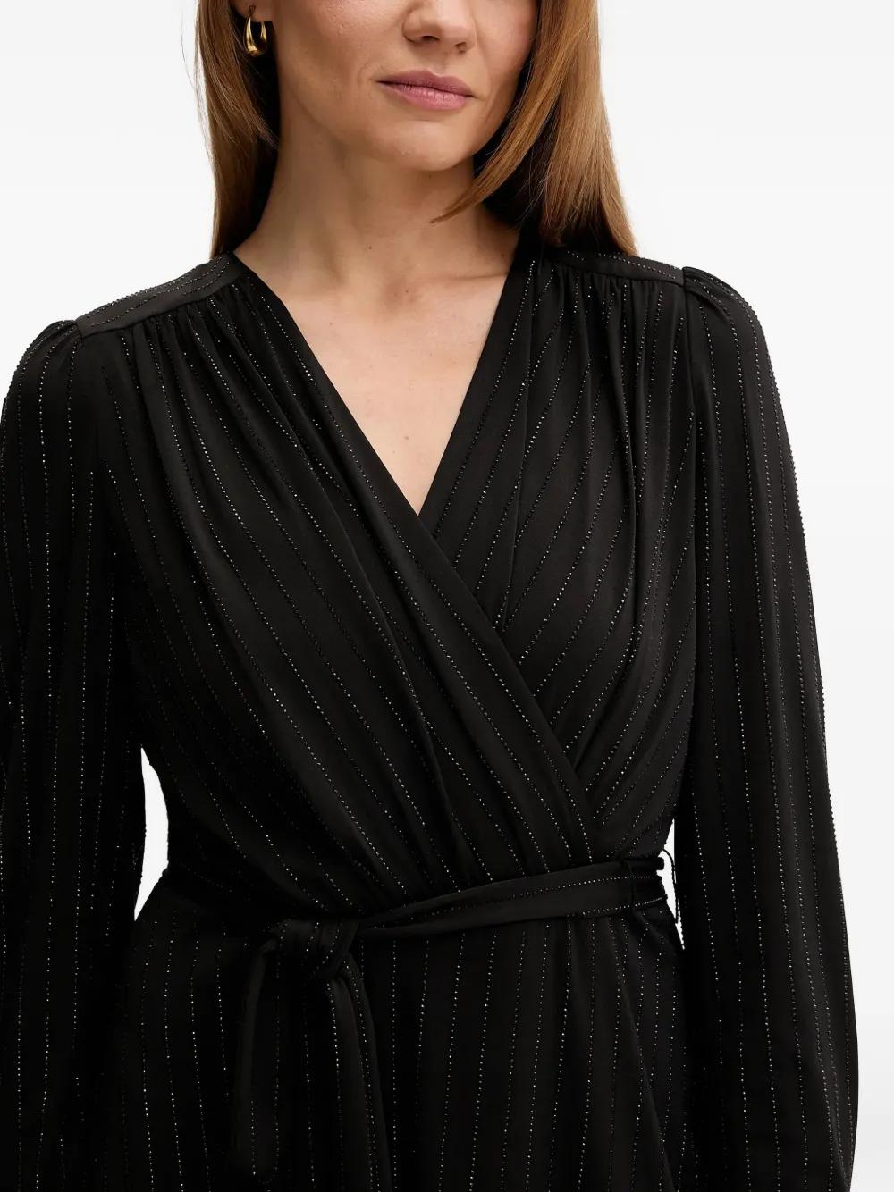chinese dress ladies DKNY Long Sleeve Tie Neck Pleated Shift Dress,Black, 2 at Amazon Women's  Clothing store