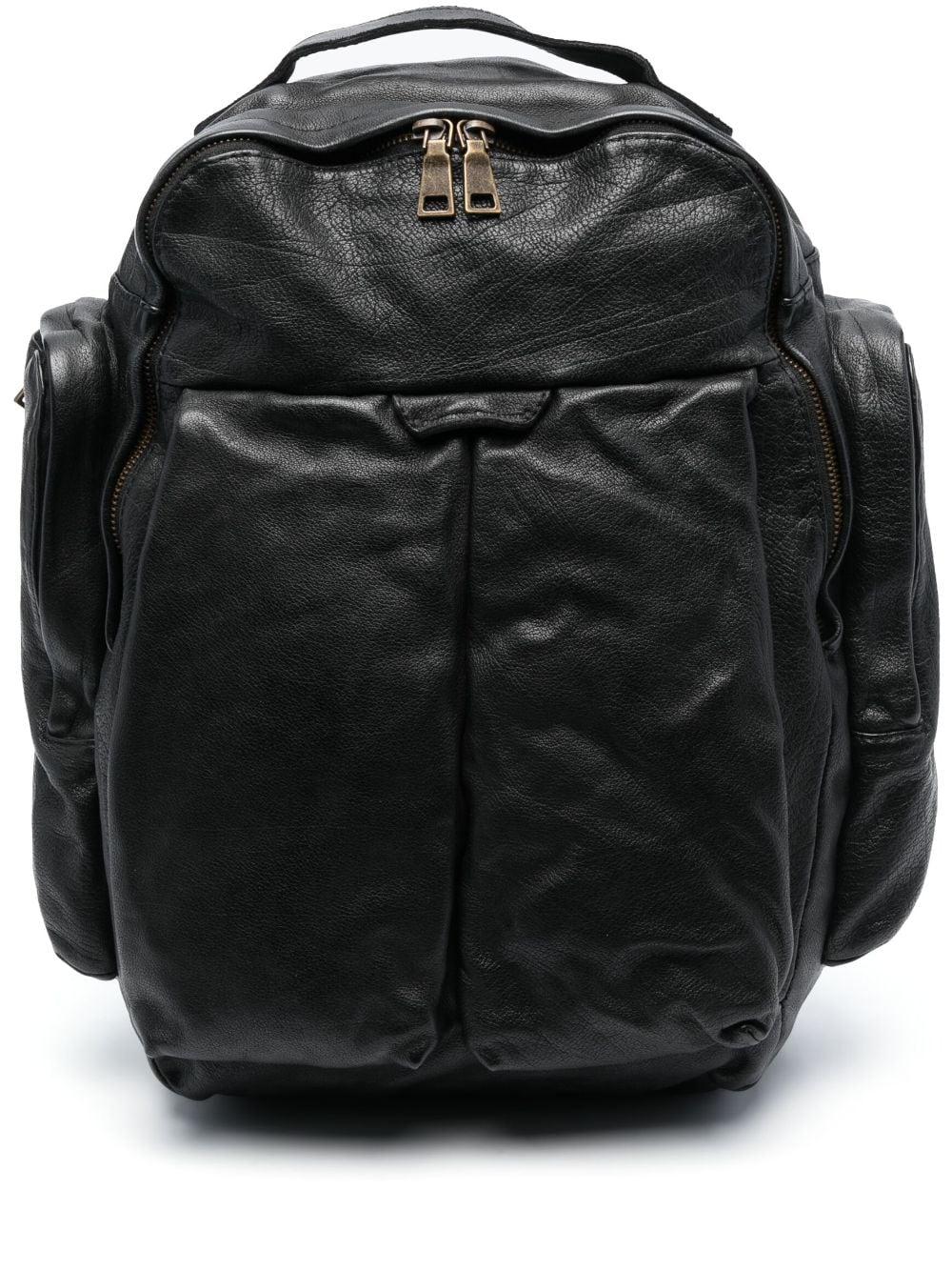Officine Creative Helmet Zip-pocket Leather Backpack in Black for Men | Lyst
