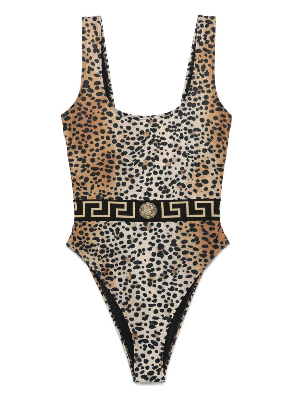 Versace レディース ナチュラル グレカトリム ワンピース水着 ビーチ 