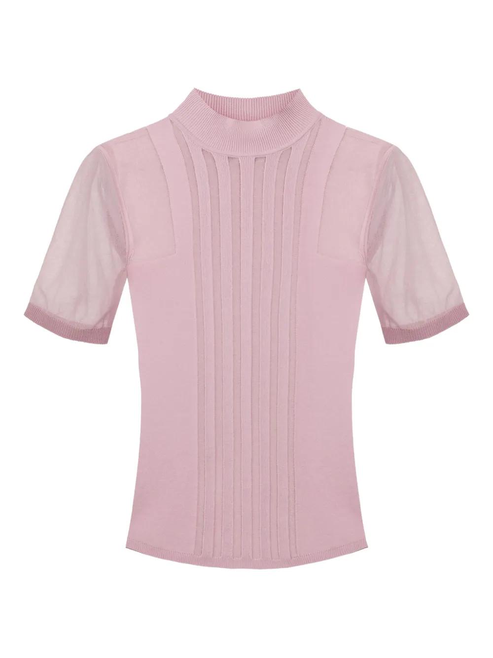 Tシャツ・カットソー ELISABETTA FRANCHI Ribbed knitted top with l detail Rosa Elisabetta Franchi Tops for Women | Online Sale up to 38