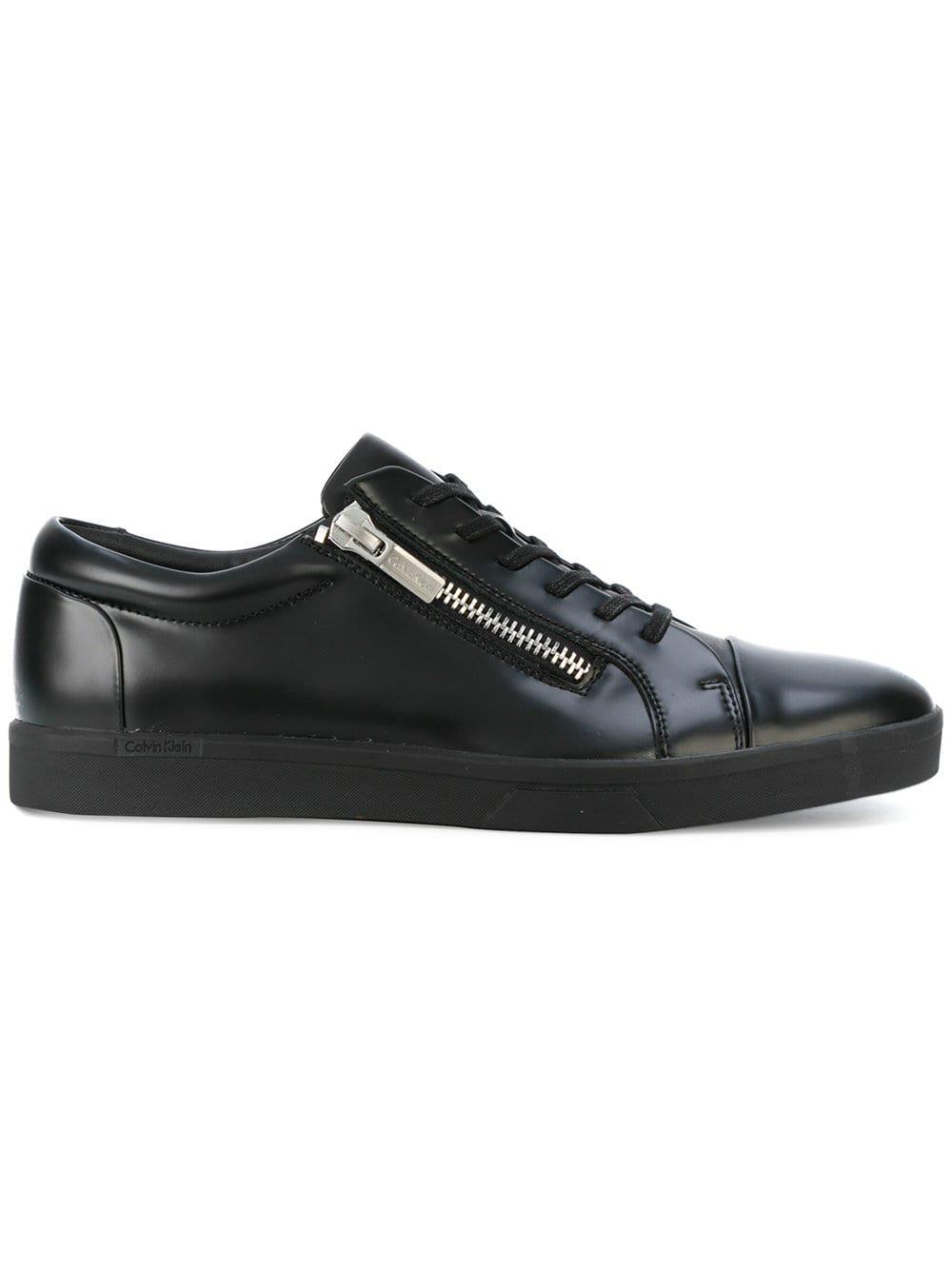Calvin Klein Zip Detail Low-top Sneakers in Black for Men | Lyst